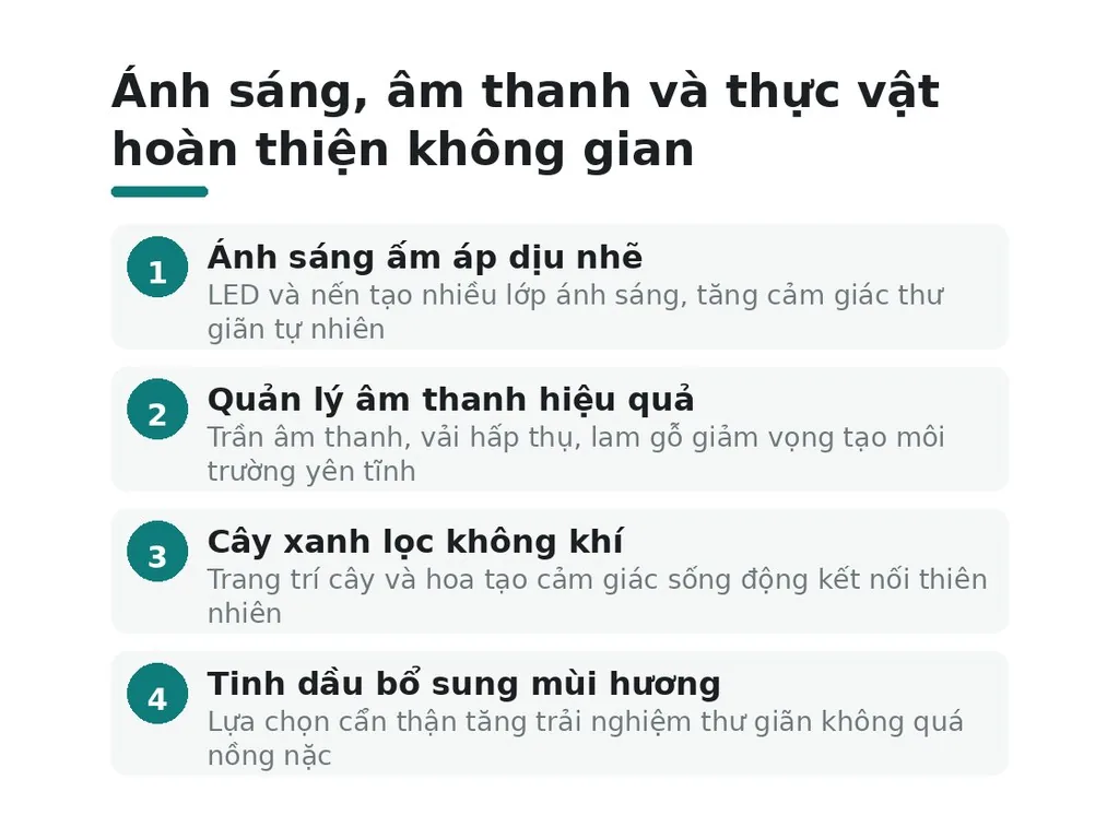 Ánh sáng, âm thanh và thực vật — hoàn thiện không gian