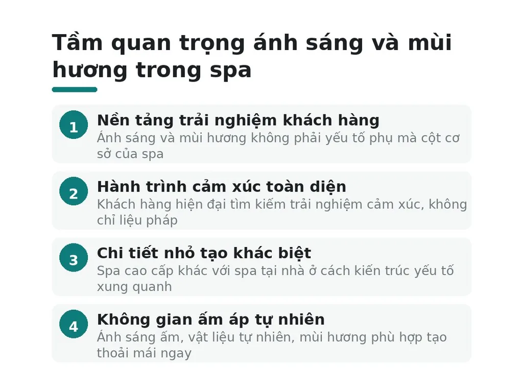 Tầm quan trọng ánh sáng và mùi hương trong spa