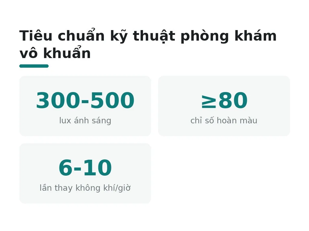Yêu cầu về vật liệu, ánh sáng, và thông gió phòng khám